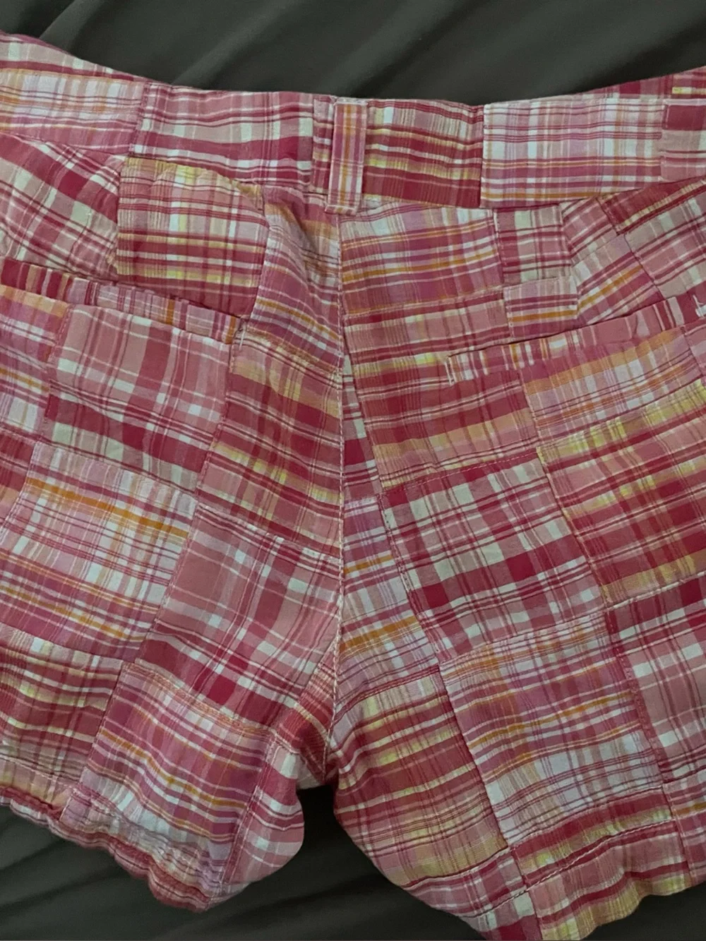 Women's Pink Plaid Cotton Bermuda Shorts